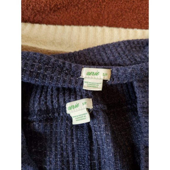 Aerie Navy Waffle Knit 2 Piece Loungewear Set, Size Small - Picture 7 of 8